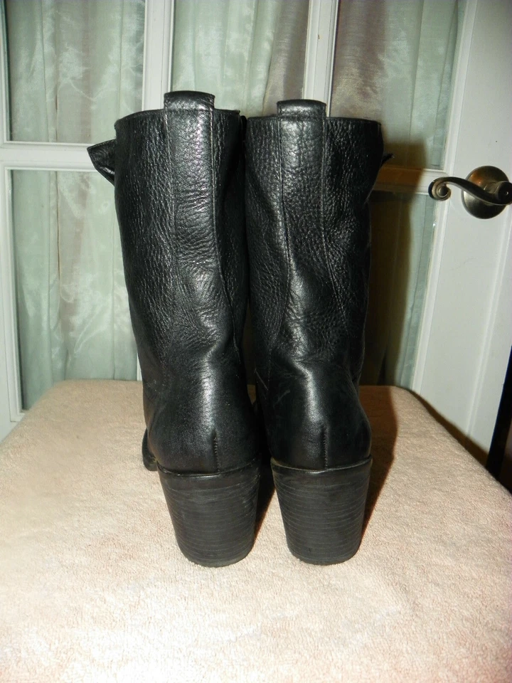 BCBG Niñas Tacón Cuero Negro Sobre Tobillo Punta Redonda Cremallera Lateral Botas Mujer 8 M Foto 4 de 4