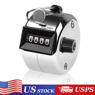 4 Digit Number Dual Clicker Golf Hand Tally Counter Metal Handy Convenient US