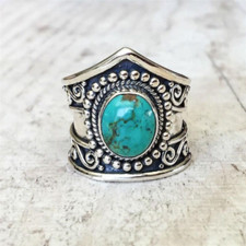 Blue Turquoise Ring 925 Sterling Silver Ring Engagement Ring Gift Ring Gift