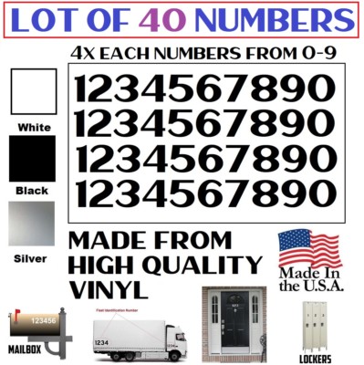 Lot of 40 White,Black, Silver Vinyl Mailbox,Tool Box,Locker Numbers Haarlem BOLD