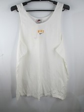 VTG Nike Tank Top Womens Large White Embroidered Swoosh Gym Workout USA Made Tag