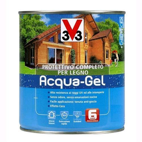V33 Protettivo Completo Legno Acqua-Gel Colore Noce Chiaro Satinato 750 ML