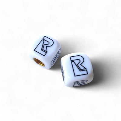 Redline - R Logo Dice Tire Valve Caps (Pair) - WHITE
