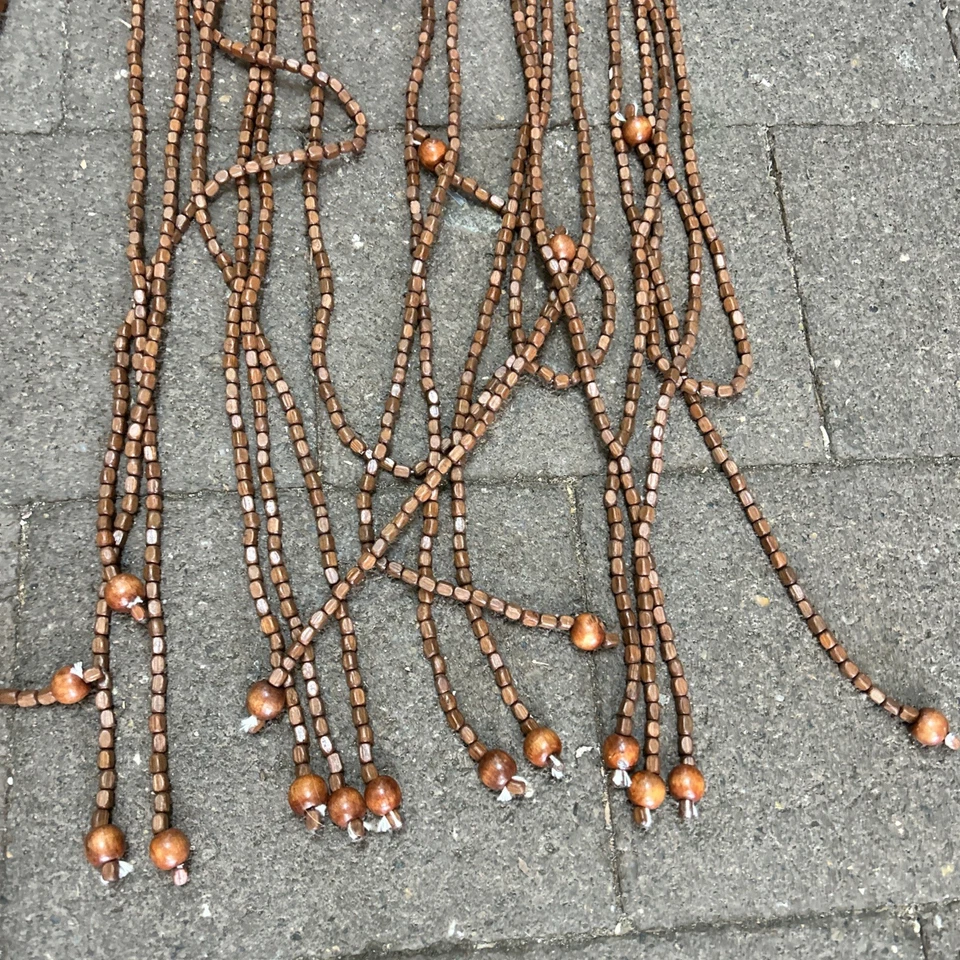 Vintage Wooden Beads Doorway Curtain, Strings, Door Curtain Mid Century - Image 2 of 4