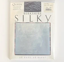 New Pantyhose Berkshire Silky QUEEN Control Top 1x 2x Reinforced Toe Cadet Blue