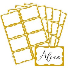 Gold Name Tag Stickers 200 Pcs Adhesive Name Badges Labels with Gold Border for
