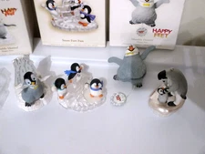 Happy Feet Penguin Christmas Ornaments Hallmark Keepsake Set of 4 in box