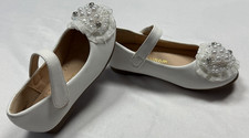 HEHAINOM Toddler Girls US 7 White Mary Jane Dress Flats Pearls