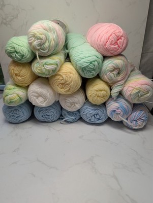 Vtg Sayelle Baby Pastel Yarn Lot of 24 Skeins Acrylic Worsted 4-Ply Mixed Colors