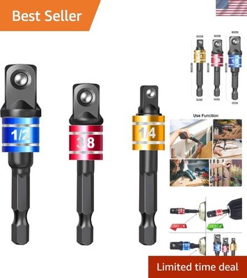 Versatile 1/4-Inch Hex Shank Impact-Grade Socket Adapter Set - Color-Coded Ease