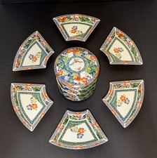 Vintage Japanese Imari 6 Section Divided Lazy Susan w/4 Stacked Bowls Appetizer