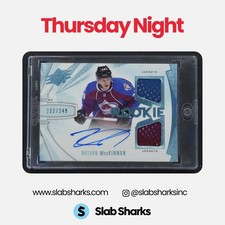 2013 UPPER DECK SPX #209 NATHAN MACKINNON DUAL JERSEY ROOKIE AUTO RC /249