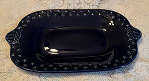 Longaberger Pottery Proudly American Blue Platter Tray USA - 15.5” x 9”