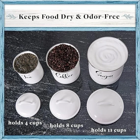 Recipientes rústicos vintage con tapas para alimentos – juego almacenamiento cocina Foto 4 de 4