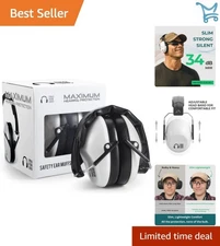 Hearing Protection Ear Muffs White 34dB NRR Compact Shooting Mowing