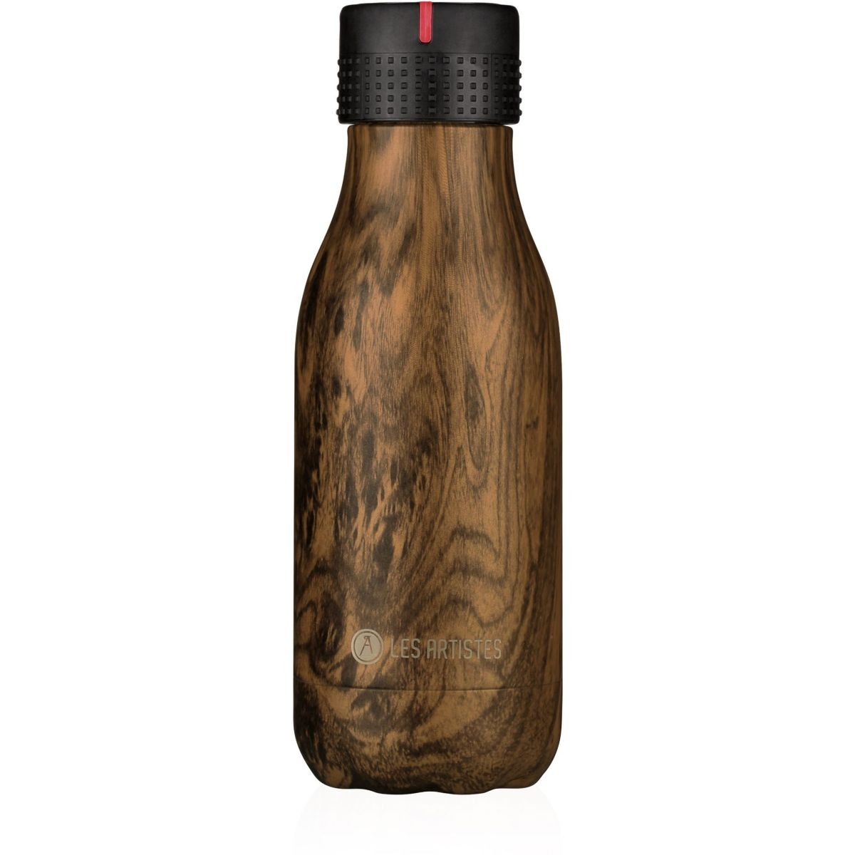 Bouteille isotherme au bureau ou en balade : gourde étanche 280 ml style bois