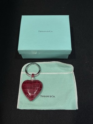 NEW IN BOX Tiffany & Co Pink Red Crocodile Heart Charm Keyring | eBay