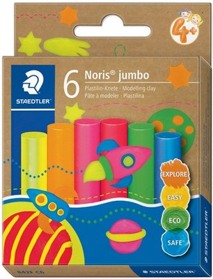 STAEDTLER Plastilin-Knete Noris jumbo 6 Neonfarben