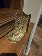 Set of 2 Vtg Lacquered Brass French Gothic St...