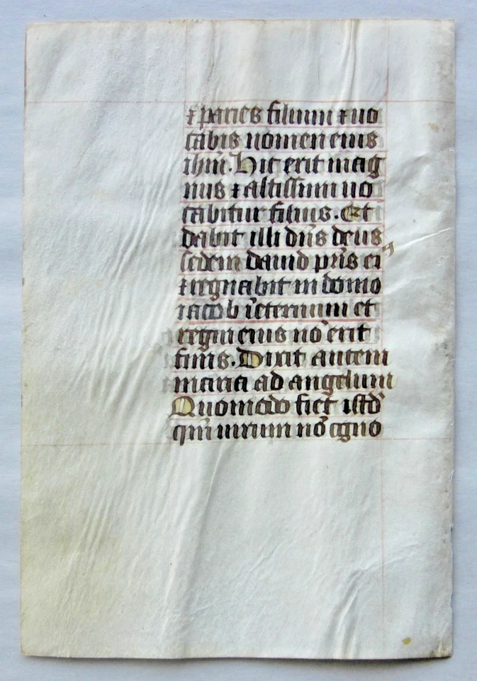 Ca.1470 plain Book of Hours manuscript leaf,Latin, large gold initials,France - Image 2 of 2