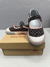 See Kai Run Sophia Toddler Girls Shoes 12 Adjustable Black Pink Dot KSN420F110