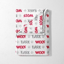 Woof Bark Paw Print Blanket
