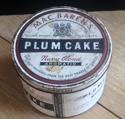 Vintage Empty Tin MAC BAREN'S PLUM CAKE Navy Blend Aromatic Made In Denmark