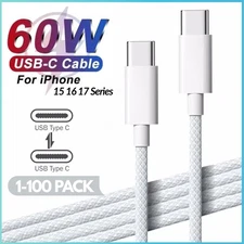 USB-C to USB-C Cable Fast Charger Lot Type C Cord For iPhone 16 15 Pro Samsung