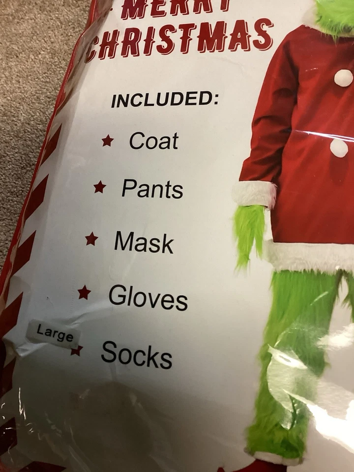 Disfraz de El Grinch Cosplay Adulto Navidad Papá Noel Talla Grande Nuevo con Etiquetas Foto 4 de 4
