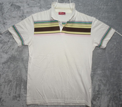 Vintage Bench Clothing Lifestyle Polo Shirt Striped Retro 70s White Youth XL