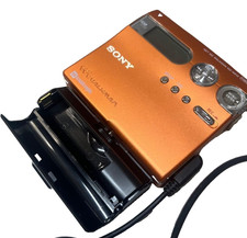 SONY Net MD Walkman MZ-N910 Orange Junk As-Is MD Recorder Tested AA Power