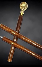 Handmade 37"Walking Stick with Brass Decorative Handle Mobility Support for Men