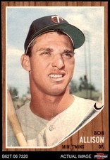 1962 Topps #180 Bob Allison Normal Tint Twins COMMON VARIATION 8 - NM/MT