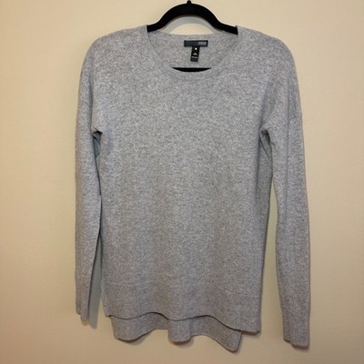 AQUA Cashmere Gray 100% Cashmere Sweater Small High Low Soft Luxe