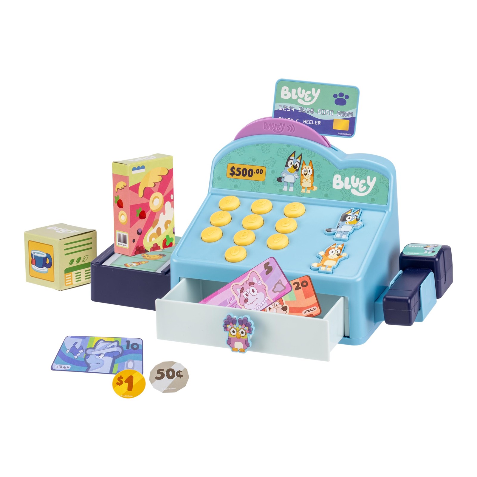 Bluey and Bingo Toy Cash Register Playset with Scanner and D