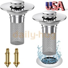 2-Pack Sink Stopper Hair Catcher Bathroom Pop Up Sink Drain Strainer Filter Plug