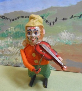 Schuco Rare Clown Plays the Violin - Germany, With Key