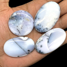 4 Pcs Natural Dendrite Opal 35.5-47.6mm Huge Untreated Loose Cabochon Gemstones