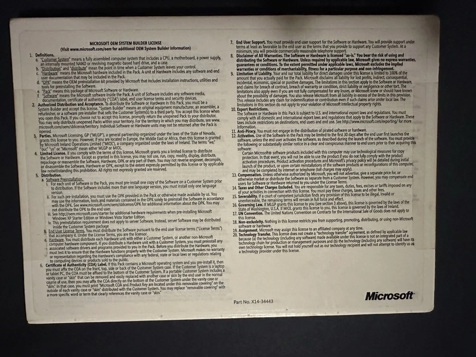 Microsoft Windows Vista Home Prem SP1 32-bit System Builders Pack - SEALED - Image 2 of 2