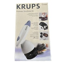 NEW Portable Shoeshine Kit - White Gray Cordless with 3 Brushes Citizen Krups