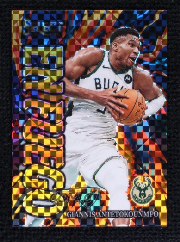 2023-24 Panini Select En Fuego Gold Prizm 9/10 Giannis Antetokounmpo #7 1q7