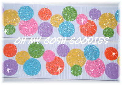 2 1/4 GLITTER RAZZLE DAZZLE DOTS BIRTHDAY JUMBO GROSGRAIN RIBBON MIX 4 HAIRBOW