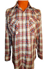 A4 Vintage 70s 80s LEVIS Pearl Snap Long Sleeve Western Shirt Medium White Label