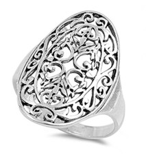 925 Sterling Silver Cutout Filigree Design Ring Band  Size 6  Unisex