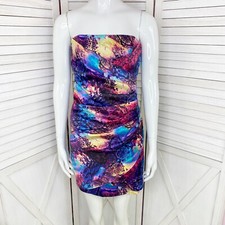 Speechless Snakeskin Print Mini Dress Juniors 5 Satin Strapless Multicolor Pleat