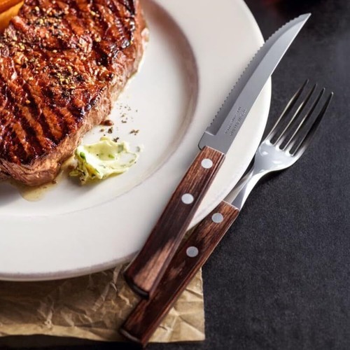 Couteaux et fourchettes à steak. 12pcs. Inox et bois. - Imagen 5 de 5