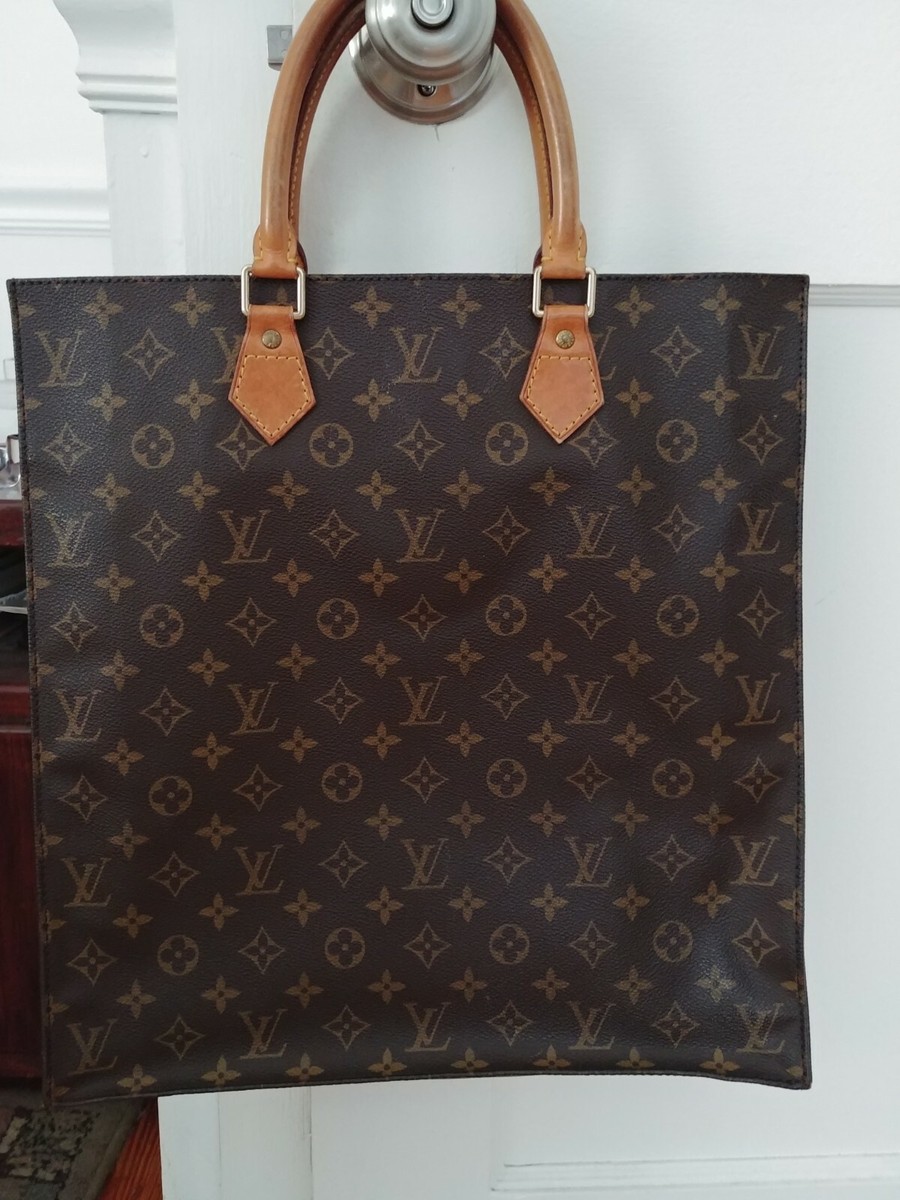 Authentic LOUIS VUITTON Sac Plat LV Monogram Tote Bag Purse