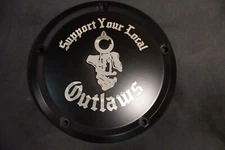 Outlaw Smooth Black Primary Clutch Derby Cover For 16+ Harley FLHT Touring