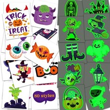 Glow Halloween Tattoos for Kids - 80 Styles,2 inch Halloween Party Favors - H...