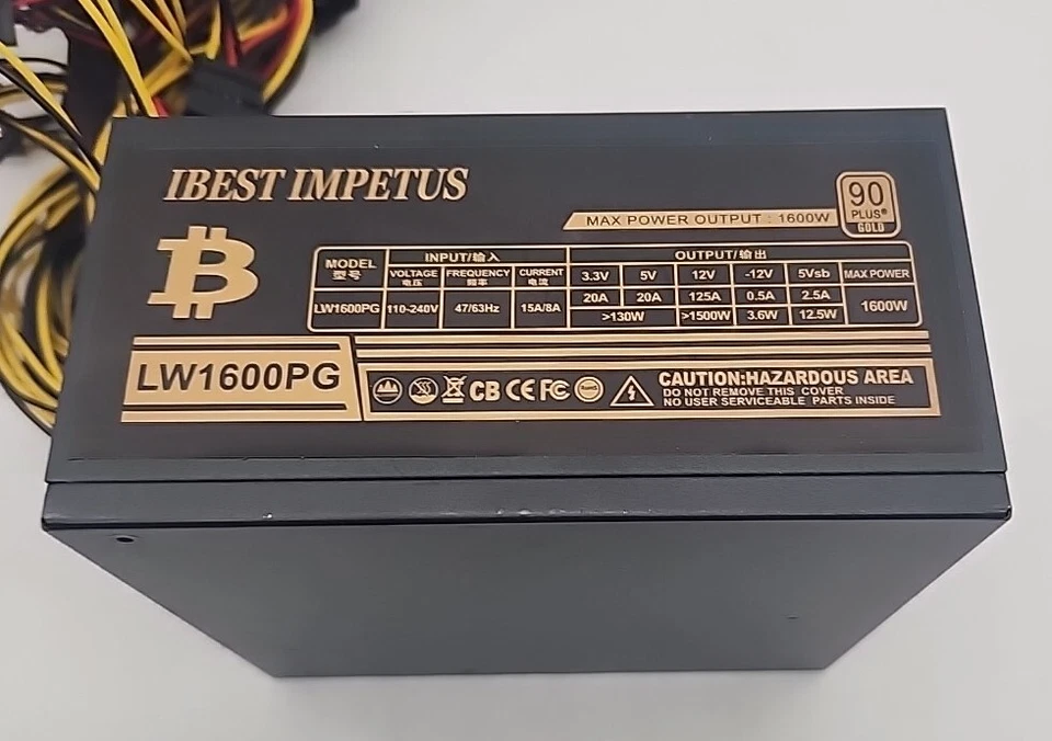1600W Power Supply LW1600PG ATX Non-Modular Mining PSU - Image 2 of 3